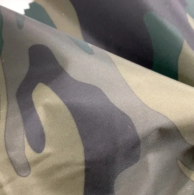 Digital Camouflage Printing 210t Taffeta Fabric with 100% Polyester and PU Coating for Sportswear