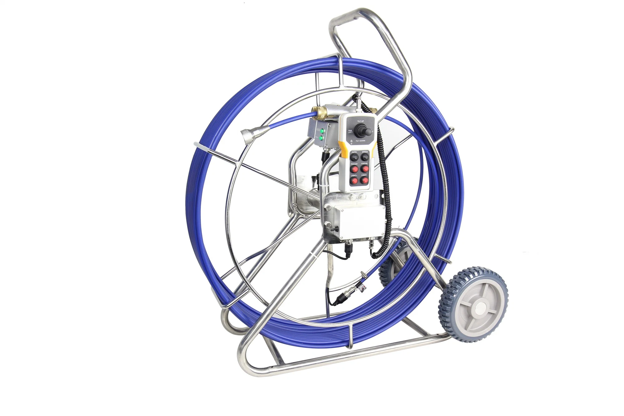 La Cámara de inspección de tuberías de alcantarillado con Pan/Tilt/Zoom de 50mm Cabezal de cámara, resistente al agua IP68 100mts de cable de prueba, de 9 pulgadas de pantalla