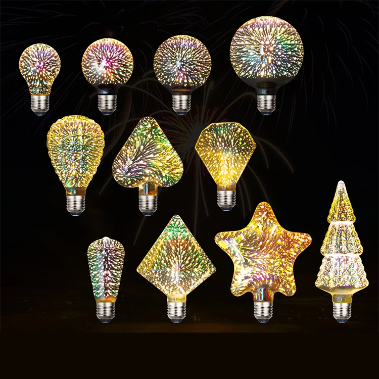 4W Lighting 3D LED Bulb Starry LED Firework Filament Lamp LED Color Holiday Home