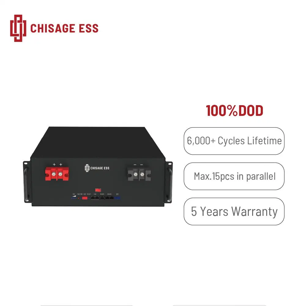 بطارية Lithium-Lon Solar Energy Storage بقدرة 48 فولت وبطارية بقدرة 100 أمبير/ساعة مركبة على حامل بقدرة 5 كيلوات حزمة مع BMS