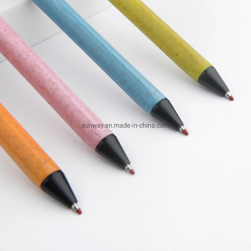 Pen Wholesale/Supplierr Customized Logo Printed Gift Triangular Wheat Plastic Pen