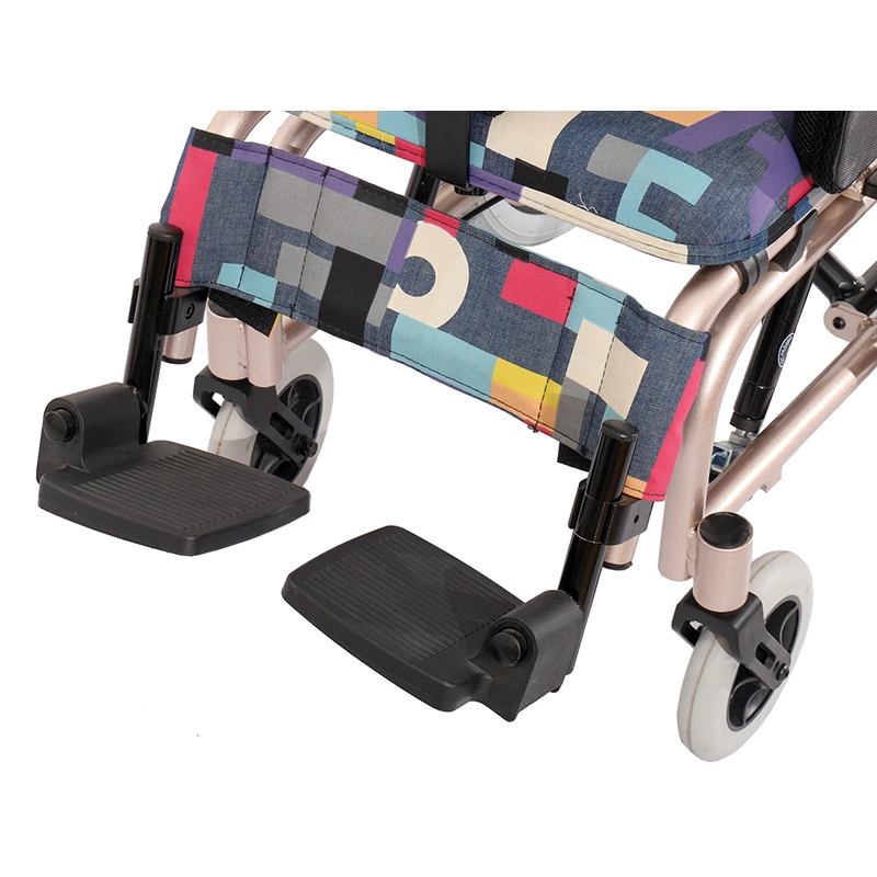 Reclinación de respaldo alto aluminio Pediátrico Palsy cerebral niños silla de ruedas