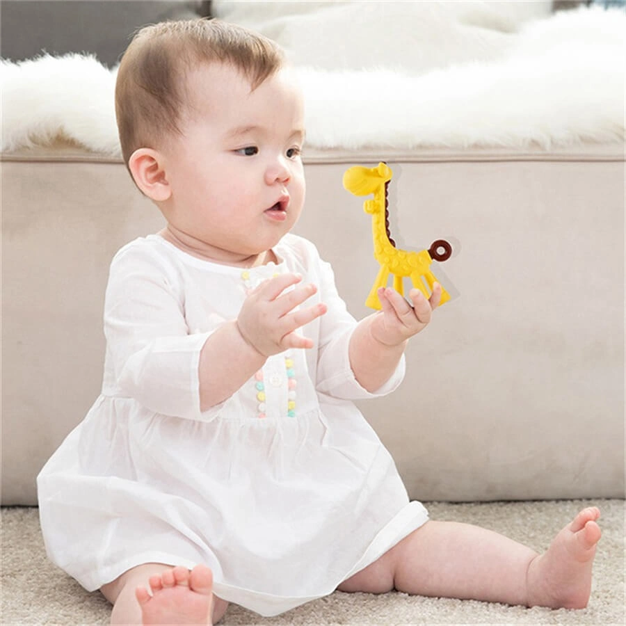 Funny Soft Animal Shape Infant Soothing Baby Chewing Silicone Giraffe Teether