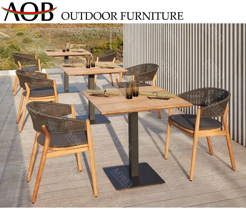 Modern Patio Garden Home Livingroom Outdoor Restaurant Cafe Dining Round Wooden Table Chair Set Furniture