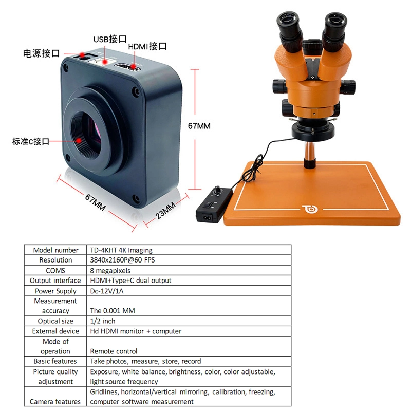 Foreign Trade Hot Selling Three Eye Stereoscopic Microscope HDMI Mobile Phone Maintenance Industry CCD Magnifying Glass Detection and Measurement Instrument