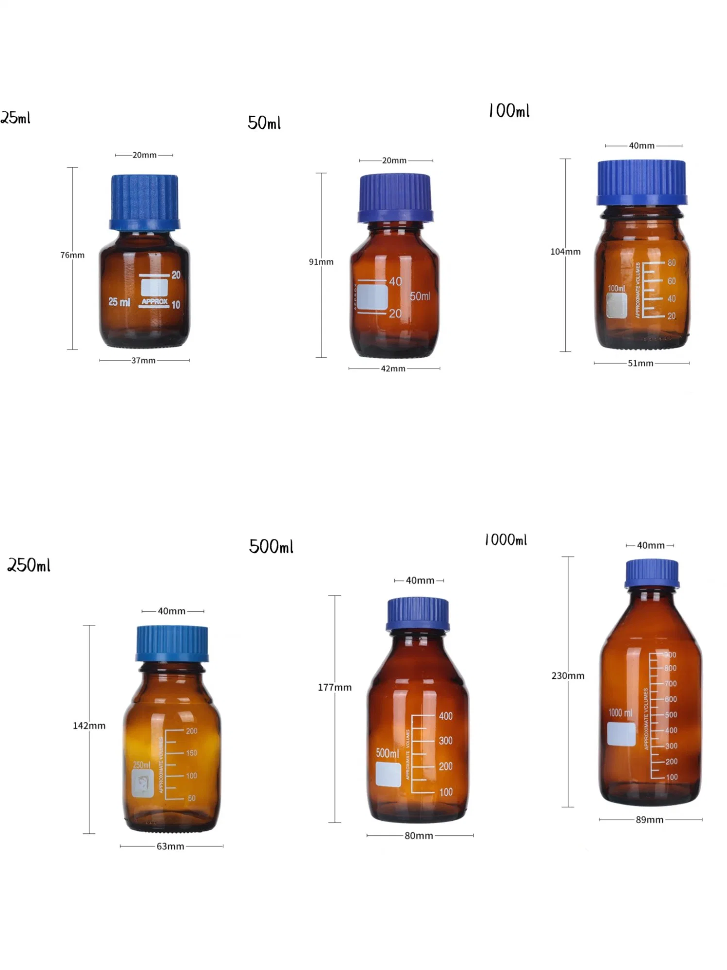 Lab Supplies Round Bottom Glass Chemical Reagent Bottle