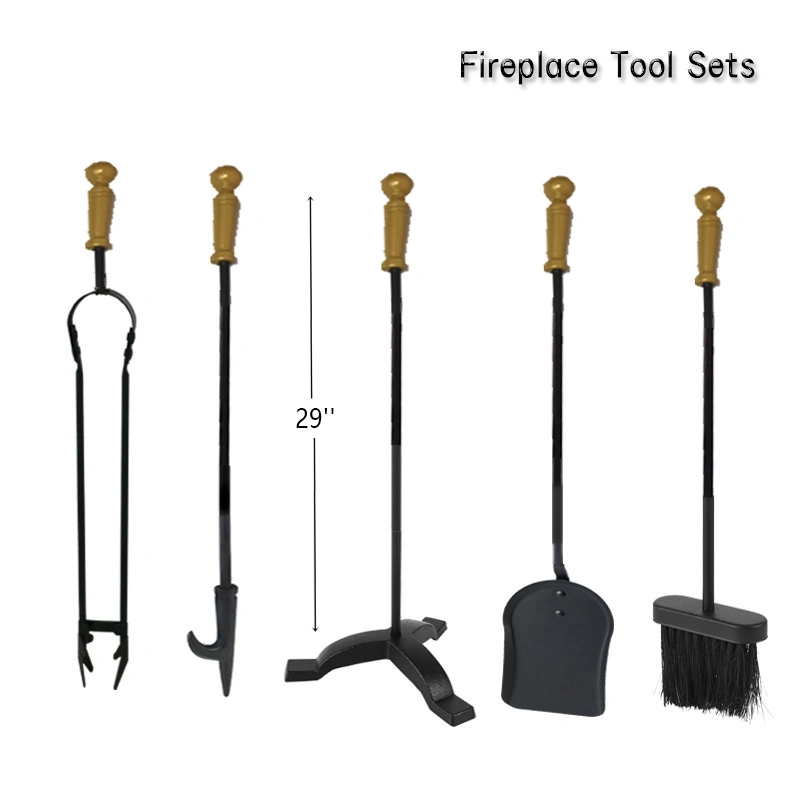 Gold Stainless Steel Handle Portable Accessories Kit Fireplace Tools Sets