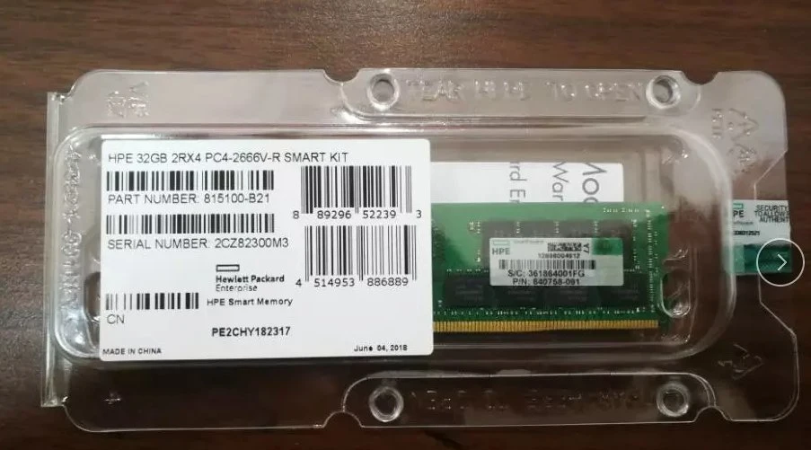 Beste Qualität 815100-B21 für HPE 32GB DDR4-2666V Original New Memory Kit Server Memory RAM 840758-091 850881-001 für HPE G8/G9/G10