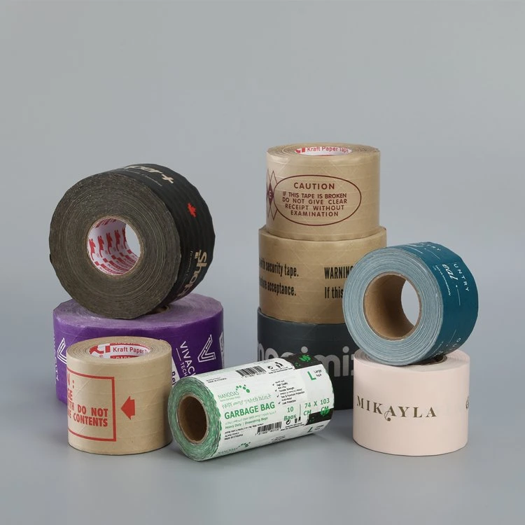 Custom Customized Water Activated Reinforced Self Adhesive Gum Gummed Printed Wet Packing Kraft Paper Tape