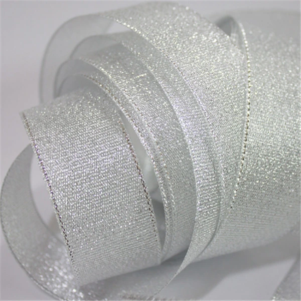 High quality/High cost performance  Beautiful Lurex Silver Metallic Ribbon for Garments/Decoration