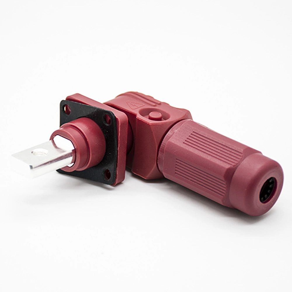 Electric Vehicle New Energy DC Power Cable Plug1 Pin Right Angle Female 120A 6mm Red Plastic Surlok Plus Hv Battery Connector