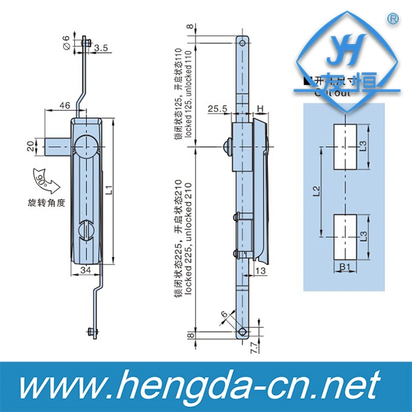 Yh9505 Heavy Duty Lock Cabinet Hardware Accessories Rod Lock Control Panel Door Lock