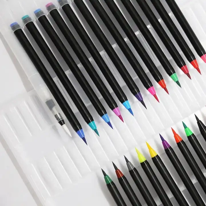 20 Colors Set Art Marker Watercolor Brush Pens School Supplies Stationery Drawing