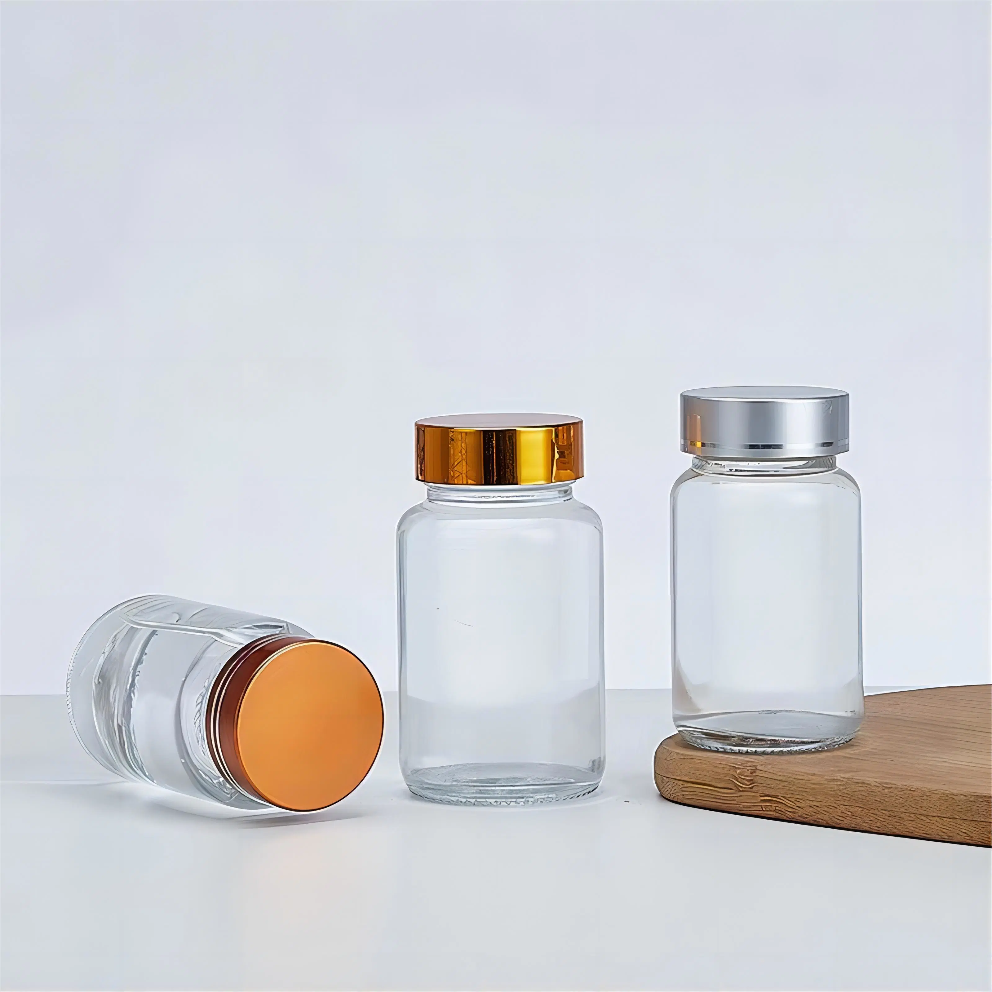 200ml 250ml 300ml 400ml 500ml Clear Wide Mouth Glass Capsule Bottle