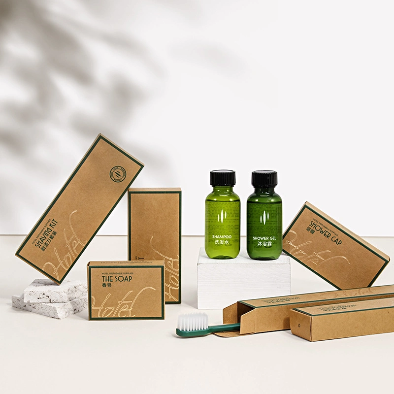 Caixa de papel Hotel Supplies Custom Kit de facilidades biodegradáveis personalizado de Higiene Pessoal