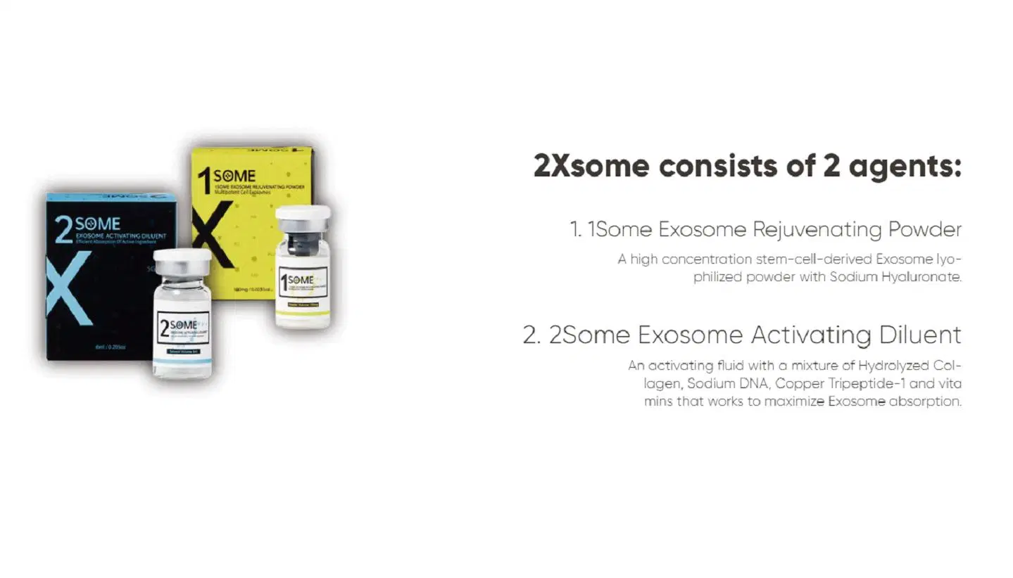 2xsome juntos Anti arrugas piel Moisturizing más ligero Facial Spot Hialurónico Inyección de ácido Vitamina C Blanqueamiento de la piel Exosoma Skin Booster 100mg