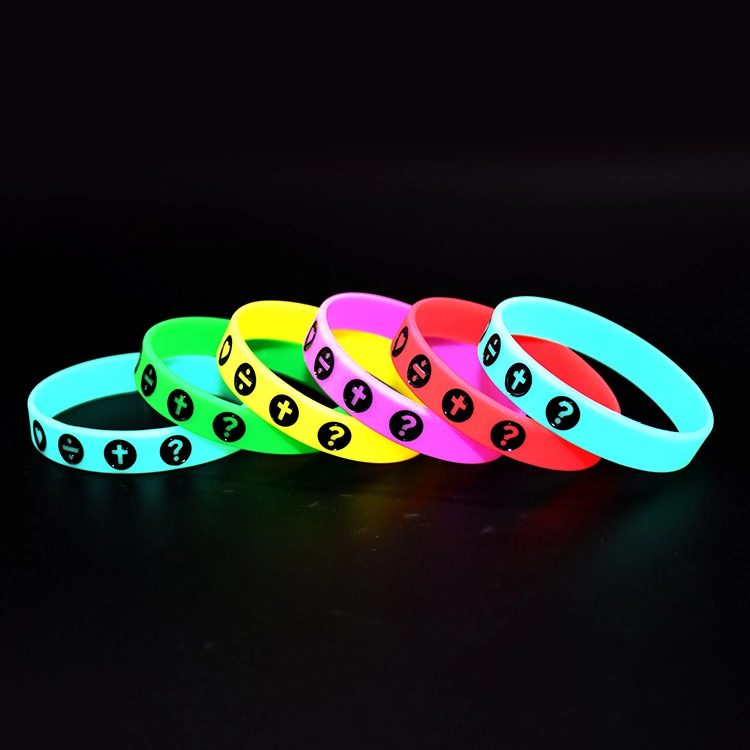 Promotional Customized Rfidbulk Black Beads Blue Watch USB Tag Basketball Bands Luminous Wrist Band Silicone Glow in The Dark Wristband