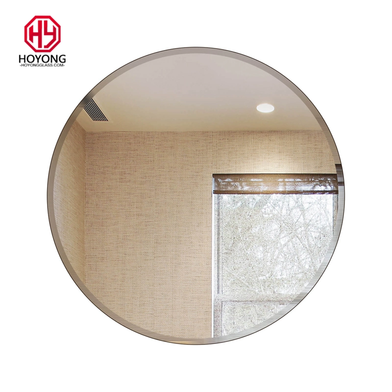 Round Frameless Mirror Decorative Beveled Bathroom Silver Mirror