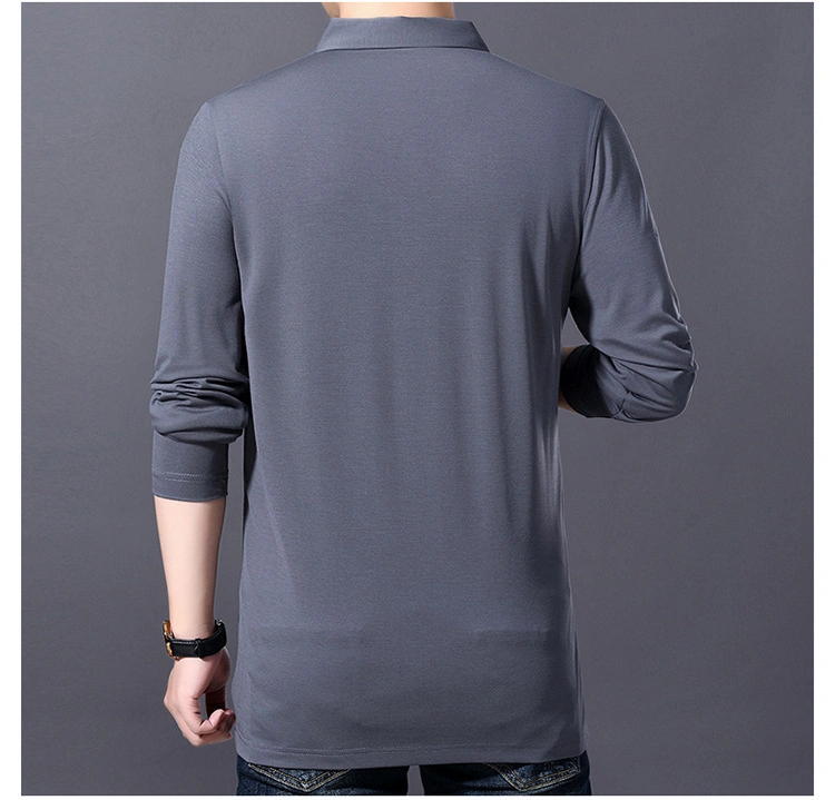 OEM Service Venta caliente rayas cuello Hombres camiseta manga larga 100% Algodón Pigue Camisa de polo con el logotipo personalizado
