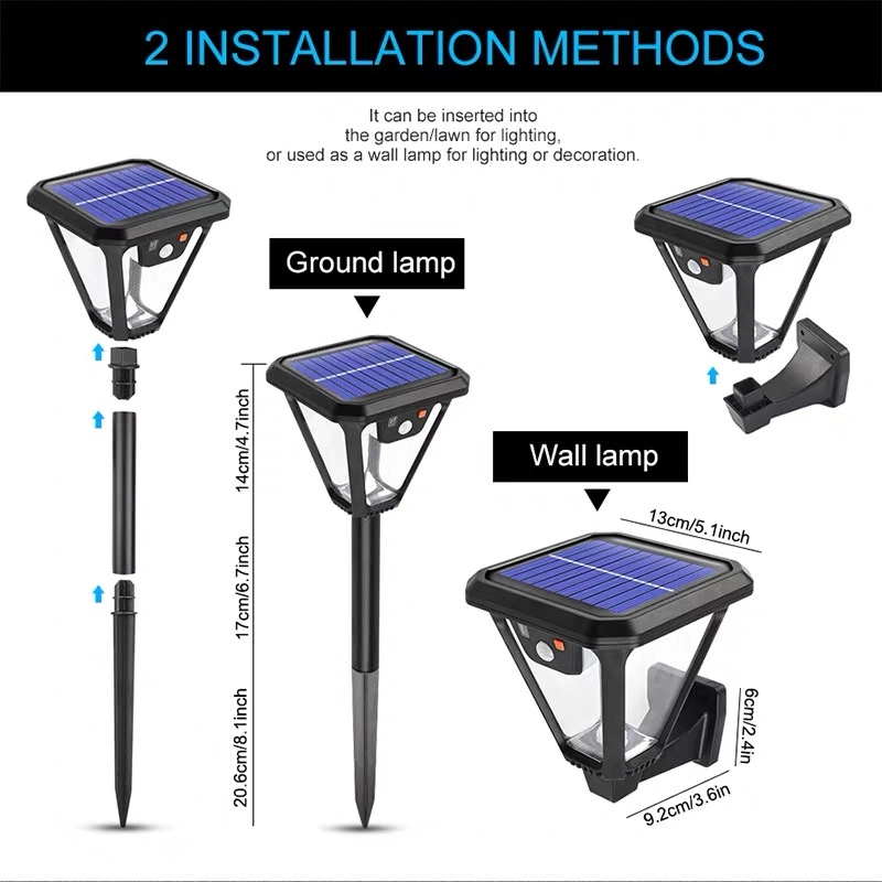 ABS Street Light Garten Spike Yard Lampe Wasserdicht LED Solar Wandleuchte im Freien Dekorative Garten Landschaftsbau Solar 2 im Jahr 1 Wandleuchten