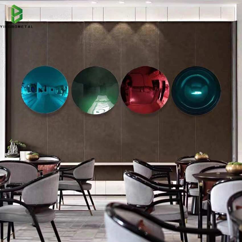 Dropshipping espejo pulido Círculo Acero inoxidable Escultura Hotel Home Ornament Decoración de pared