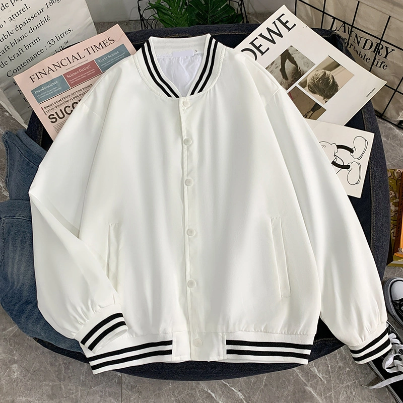 Streetwear blouson noir pour les femmes hommes patch broderie Baseball Letterman Varsity Jacket