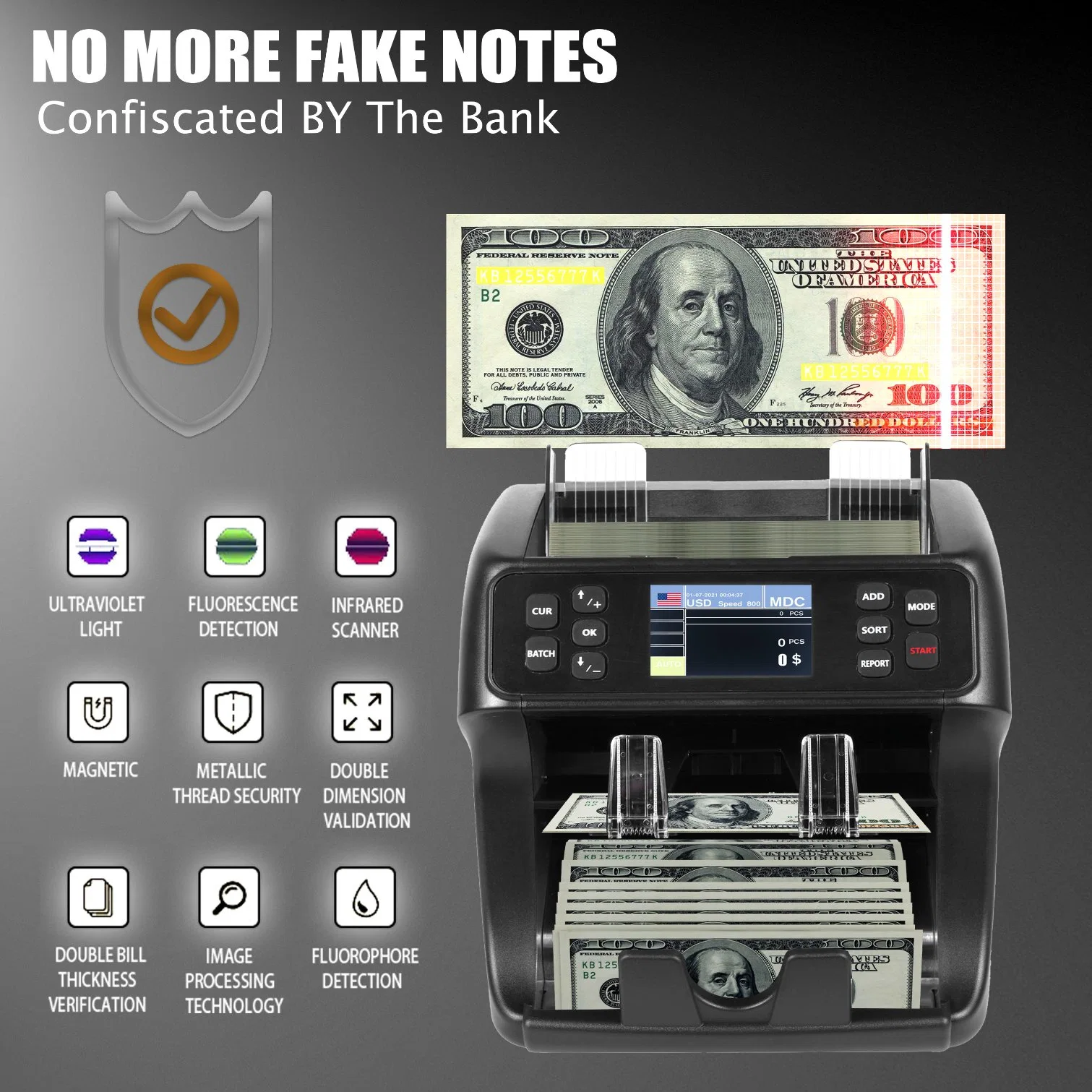 Wt-900 Black rechazar falso valor Mezcla de Money Smart Cei Proyecto de Ley en contra del clasificador de billetes