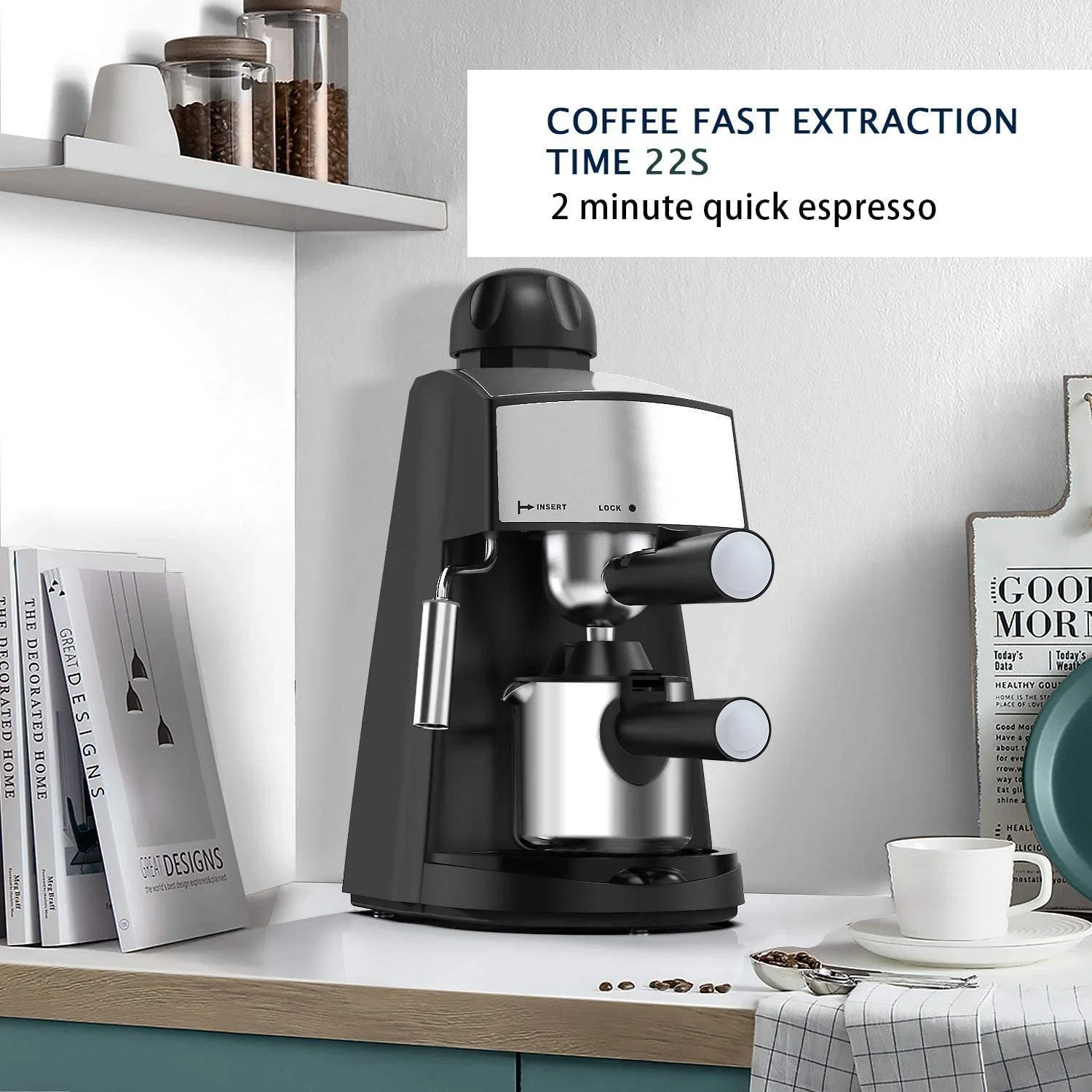 Máquina de café expresso pessoal com Steam Wand