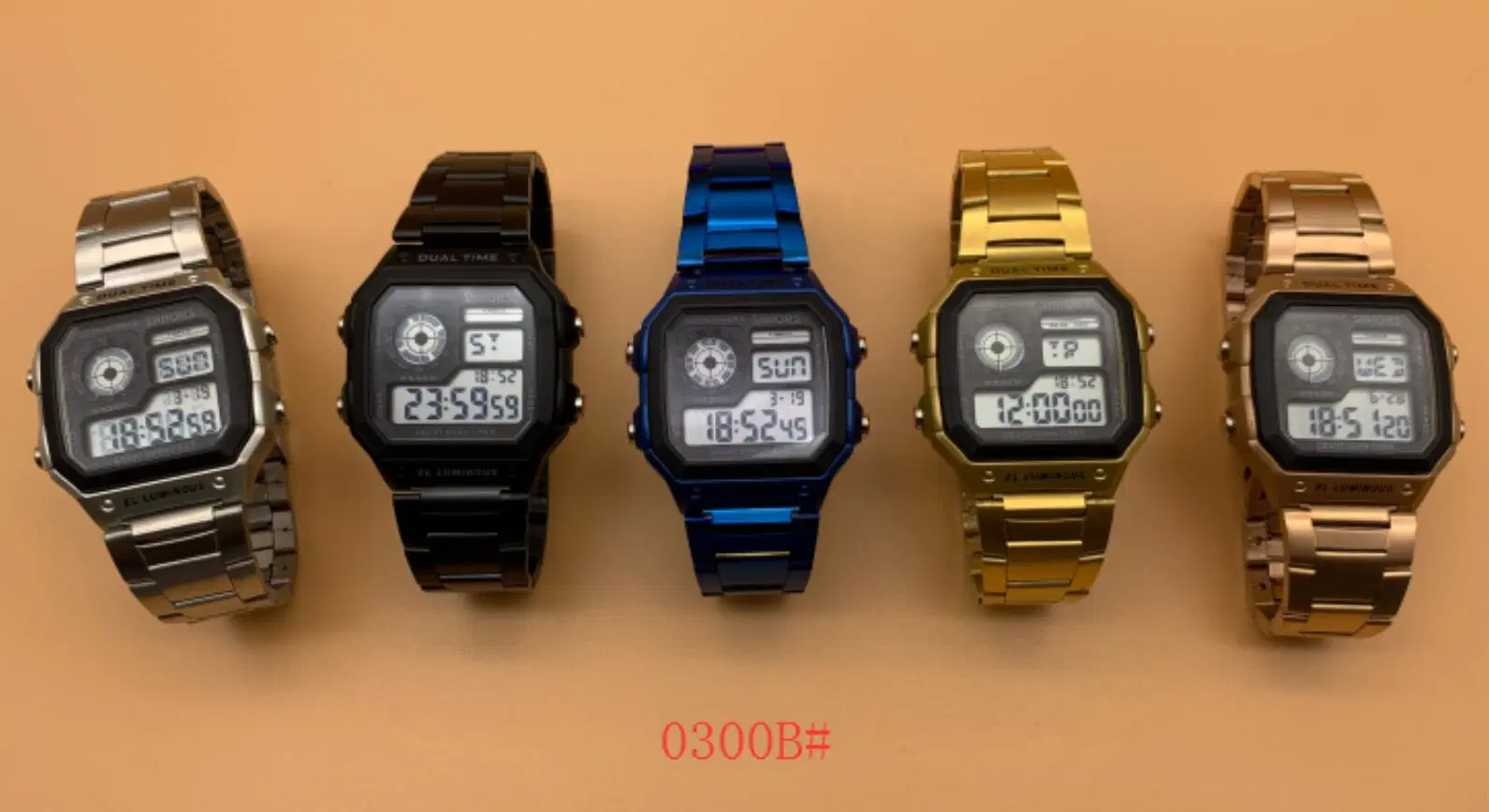 Los hombres de estilo de Casio Reloj digital de alarma de la banda de acero inoxidable de nuevo el agua se resisten a ver señoras