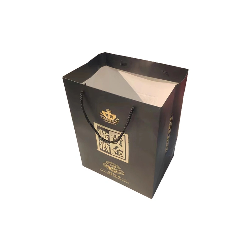 Custom Luxury Wine Packaging Paper Bag China Famous Wine Wine Packaging Tote Bag Hot Stamping Process