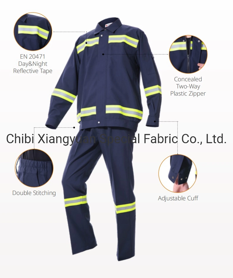 Fireproof Fire Resistance Firefighter Fr Protective Clothing Jacket, Pants Suit with Reflective Tape in Workwear