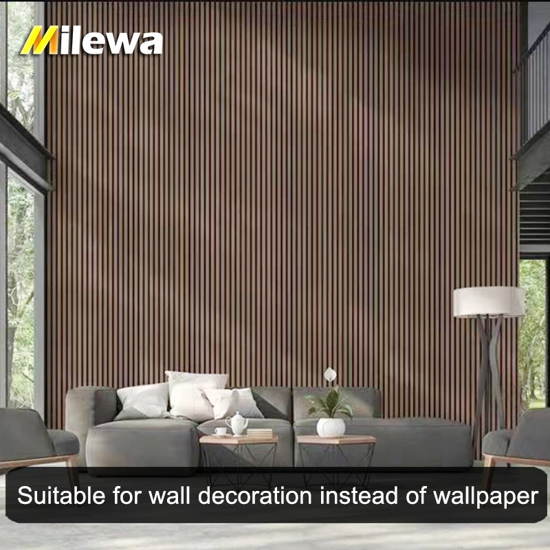 Natural Oak Slat Wall Covering MDF Pet Acoustic Slatted Wooden Ceiling Panel