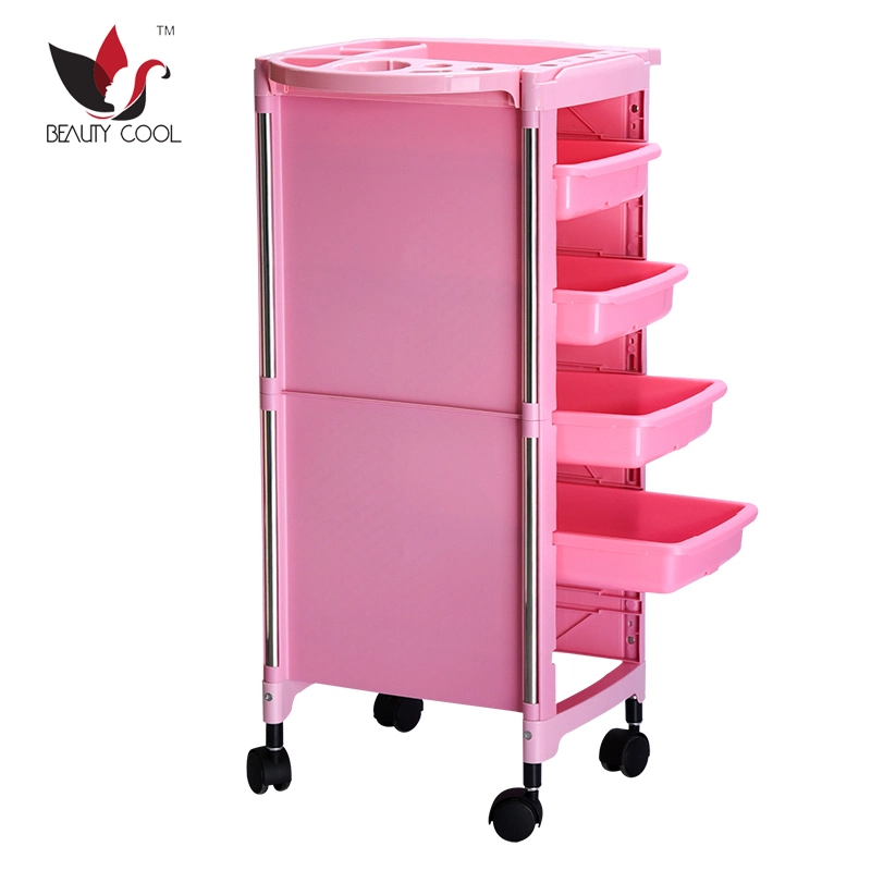 Black 4 Drawer Salon Trolley Plastic Hair Salon Trolley Storage Tray Cart Home SPA Hairdressing Trolley