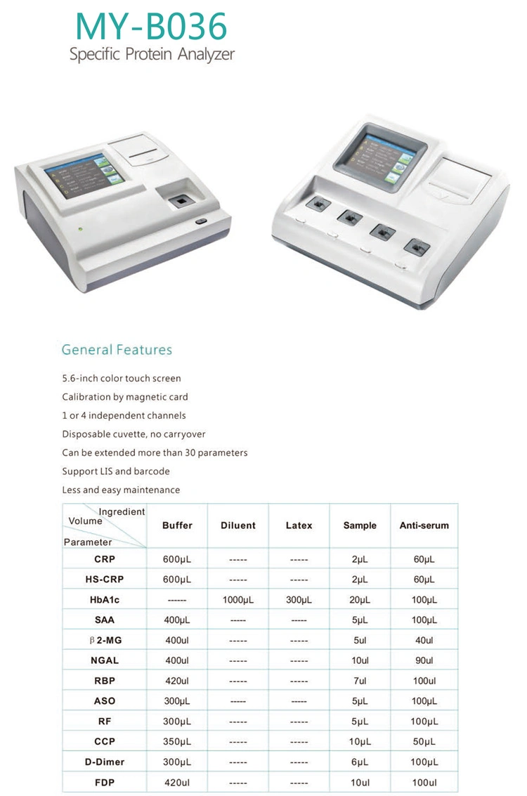 Analisador de proteínas específico para equipamento médico My-B036