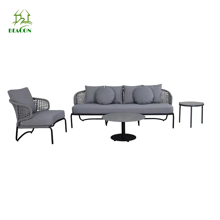 Luxury 4PCS Waterproof Lounge Outdoor Aluminum Garden Furniture Sofa Set