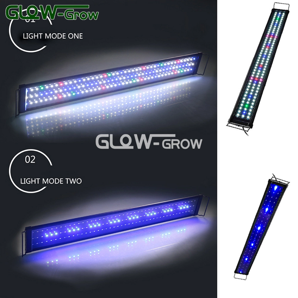120*12cm Waterproof LED Aquarium Light with Extendable Brackets, Full Spectrum, Green, Red, Blue LEDs for Aquatic Reef Coral Plants and Freshwater Fish Tank