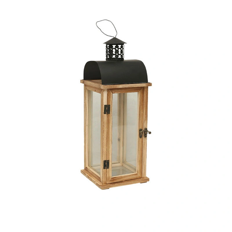 Wooden Storm Garden Lantern Candle Holder Home Decoration Craft