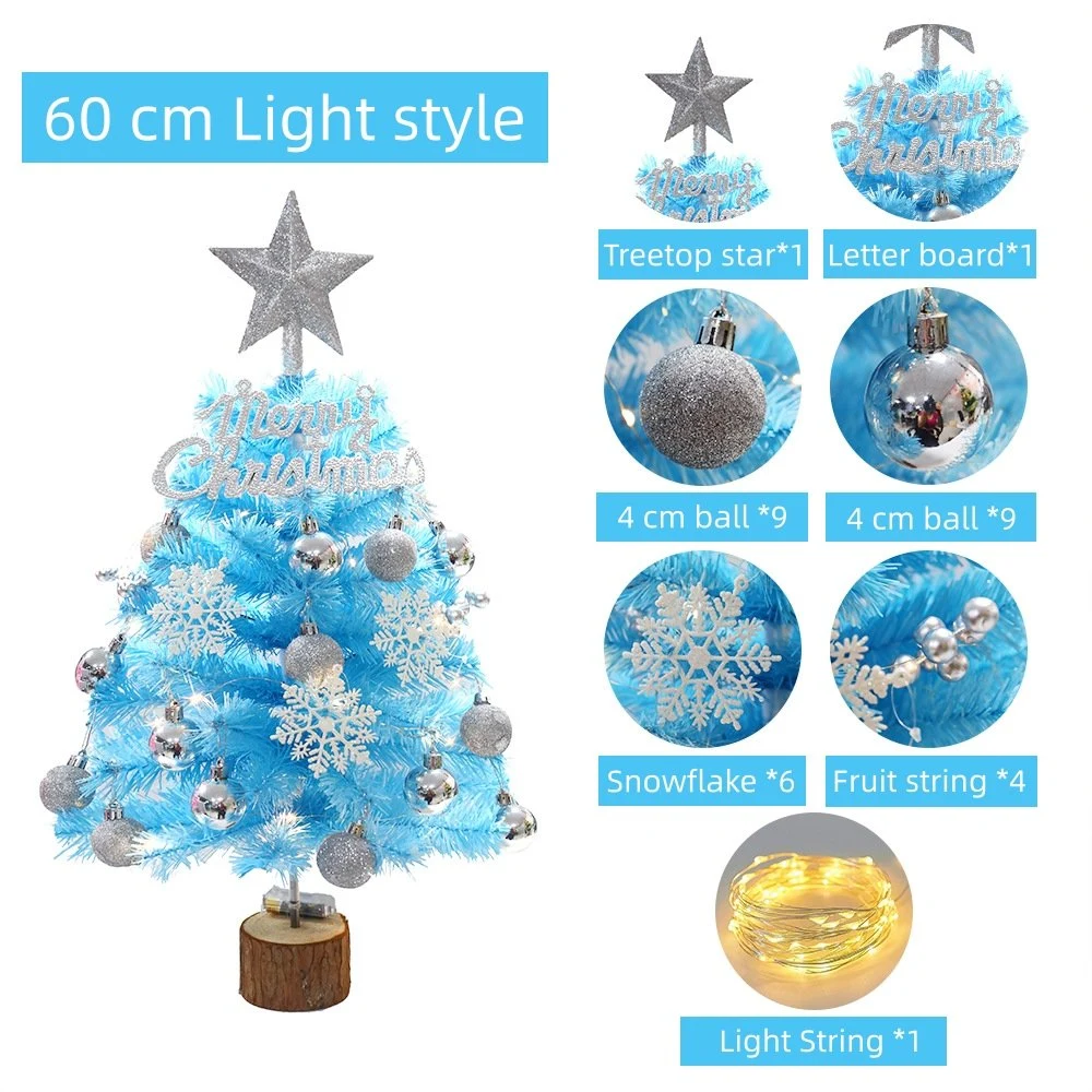 Regalo de Navidad Ornament Blue Escritorio Mini árbol de Navidad conjunto