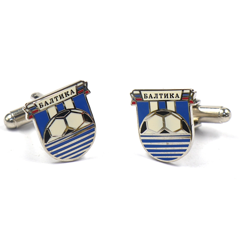 Fábrica de China hecho personalizado imitación chapado en plata y bronce Esmalte Duro Rusia Baltika Cufflink Fútbol Club