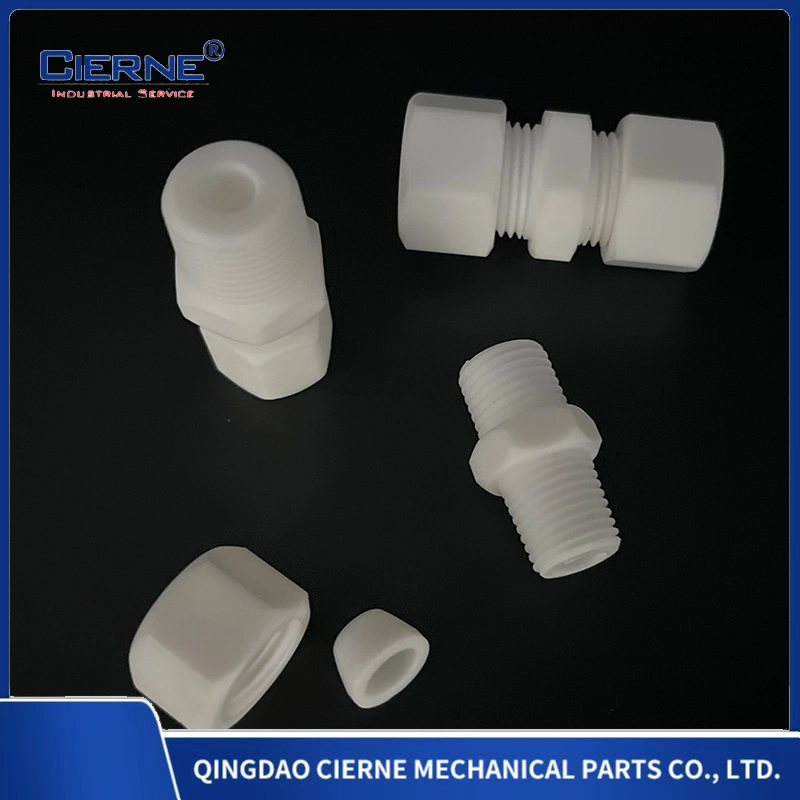 PTFE Pipe Connector Ring Joint Tee Straight Single Opening White Flanged Square Connector