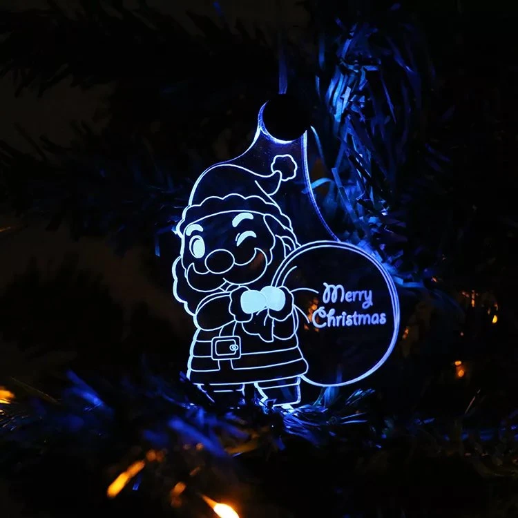 Colorful Glitter Santa Acrylic Pendants Sublimation Christmas Ornament for Decoration