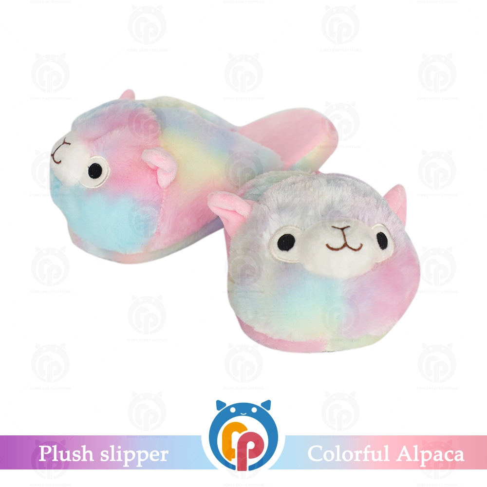 Free Samples Colorful Polyester Warm and Soft Footwear Plush Slippers for Adult