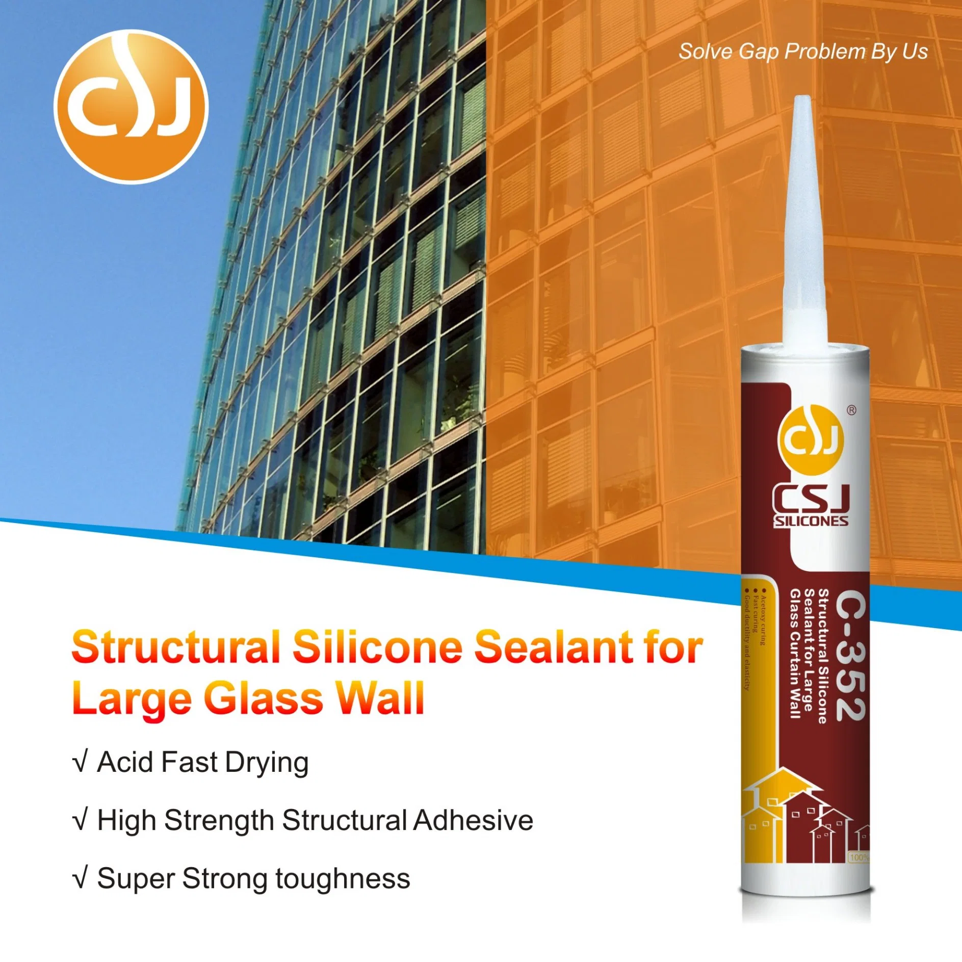 Wide Use Acid Silicone Sealant for Glass Curtain Wall