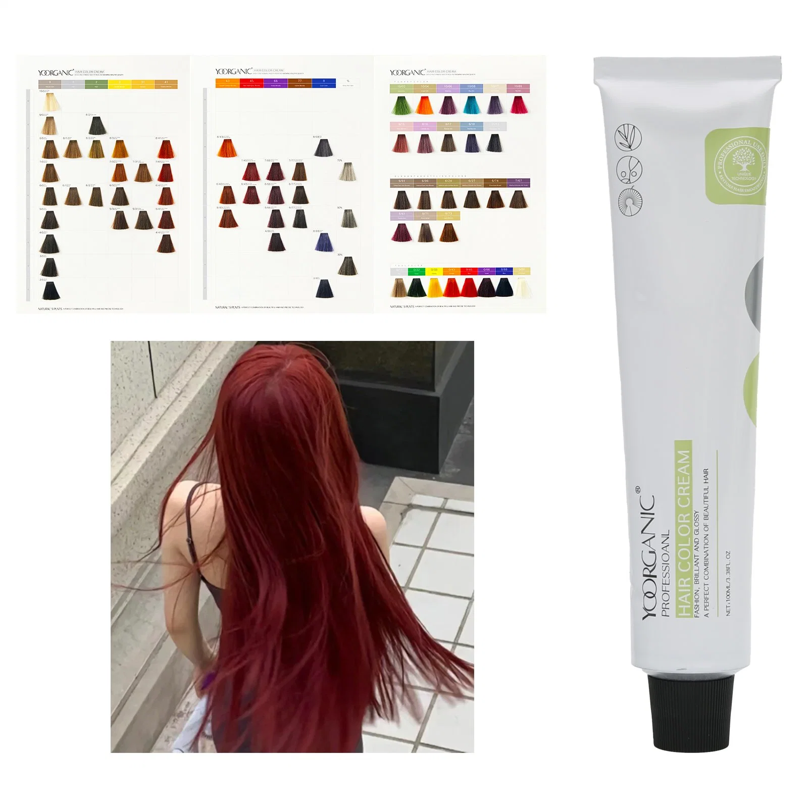 Prefesional Color Dye Crema 74 colores para rubio blanqueada Muestras libres de pelo