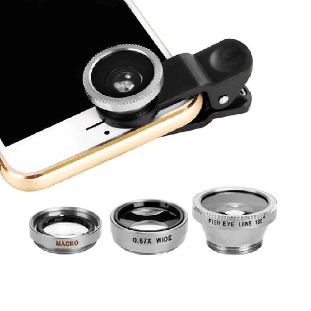 Clip 3-in-1 Wide Angle Macro Lens Camera Kits Mobile Fish Eye Lens for iPhone Xr Xs / Max