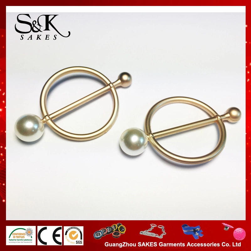 Fashion Fancy Design Metal Alloy Buckle with Pearl Bead for Lady Cloth