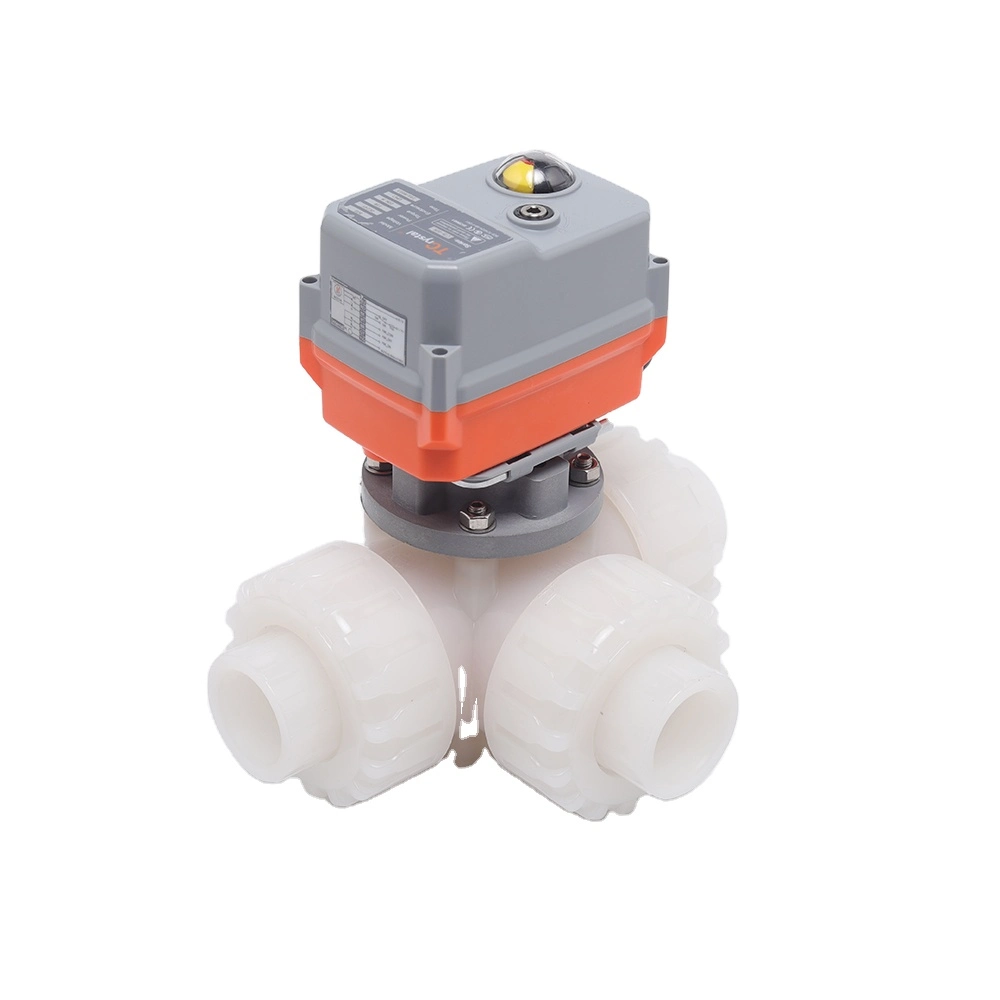 DN32 PVDF AC220V Intelligent Modulating Power-Driven Three Way Valve