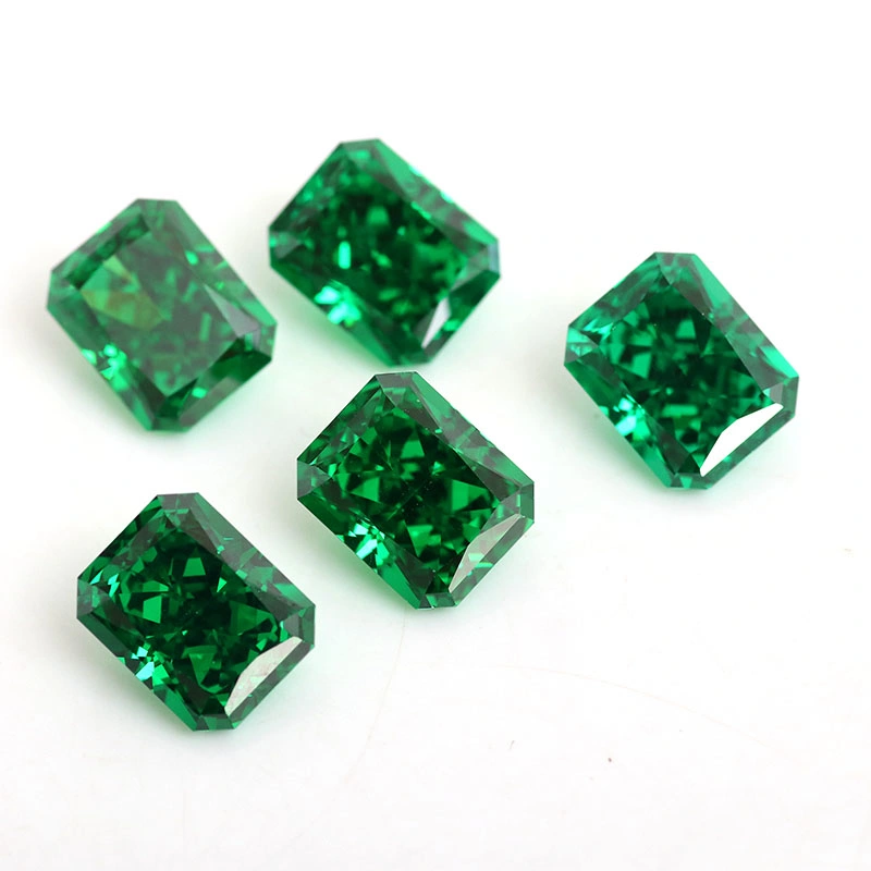 Provence Gems High Quality 5A Cubic Zirconia Green Color Radiant Ice Cut Cubic Zirconia Gemstone CZ Stones