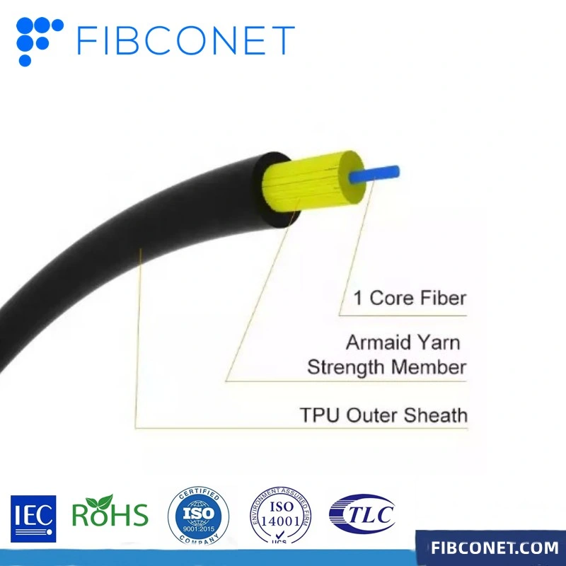 Acceso FTTH Ronda exterior Gjyfju óptico de fibra óptica monomodo Cable de TPU