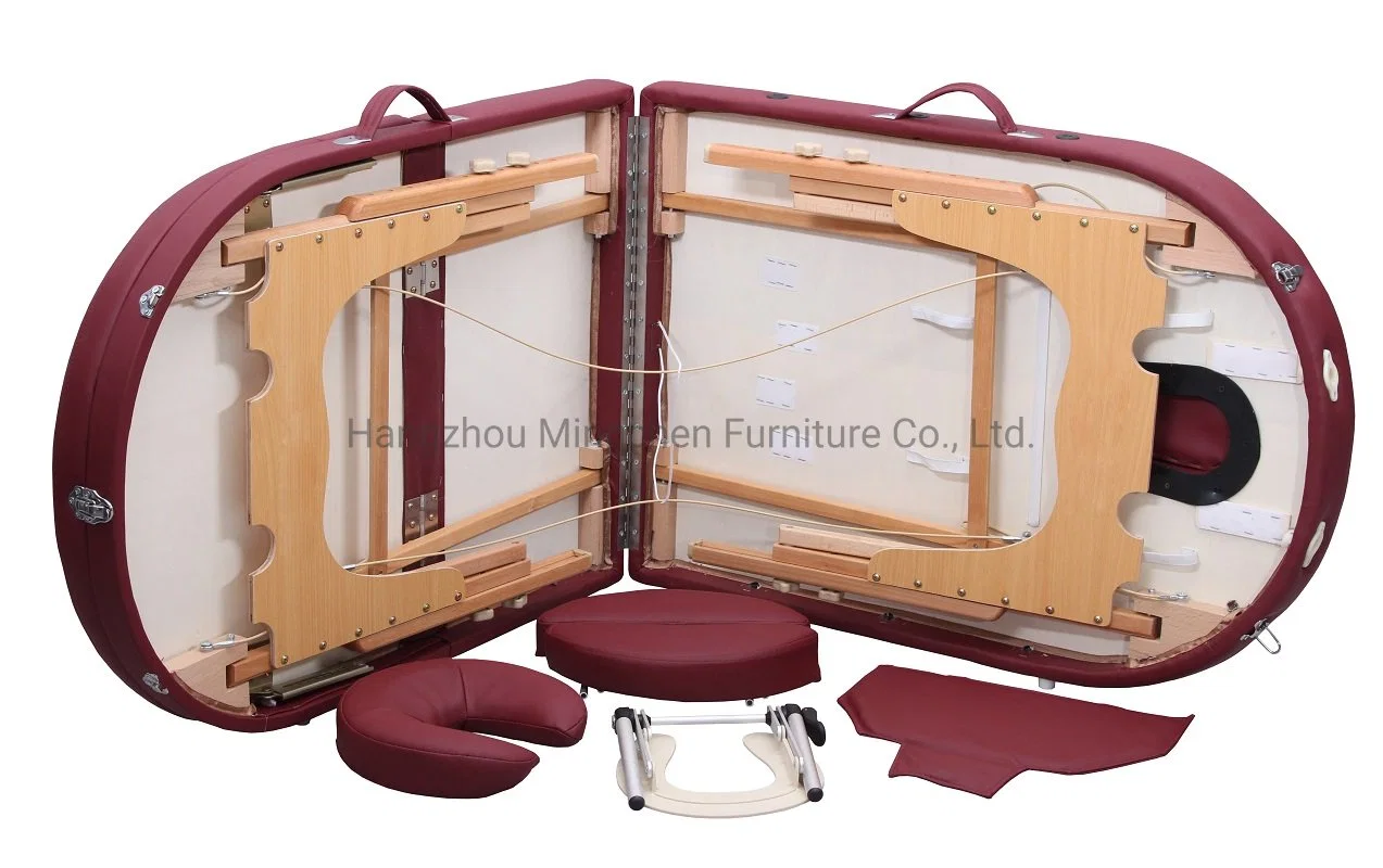 Table de massage pliable ovale à trois sections multifonction avec sac de transport